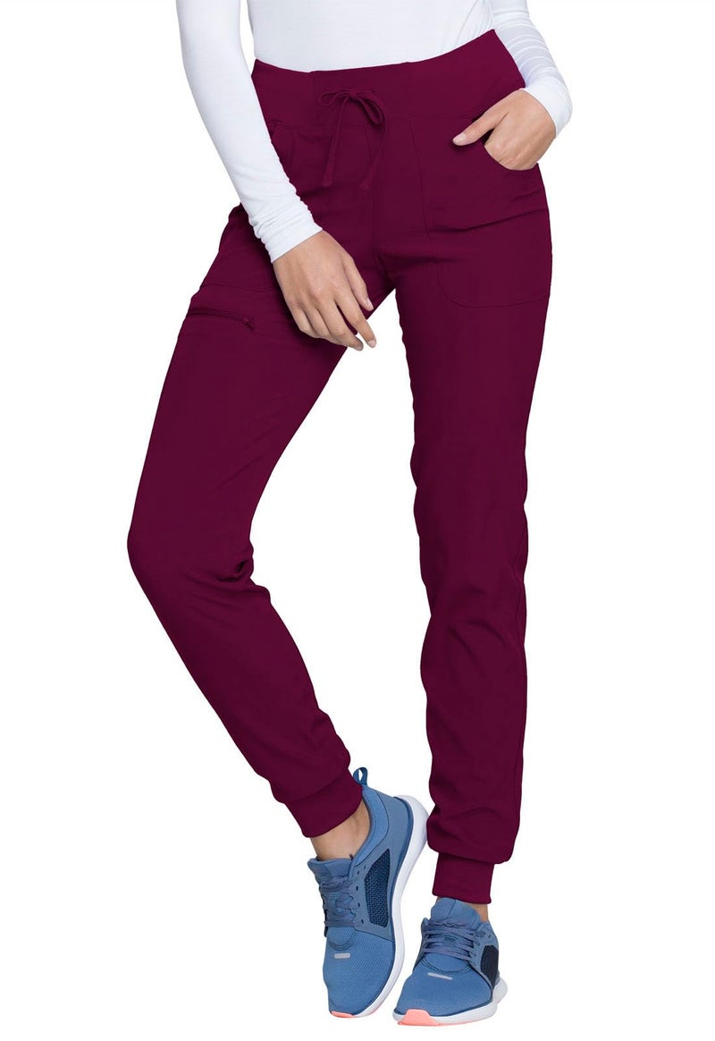 HeartSoul Women's Medical Scrub Jogger Pants Contemporary fit Drawstring Waistband Jogger with 5 Pockets - HS030, S, Wine - S - Image 1